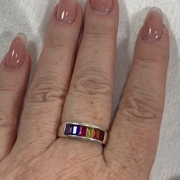 Rainbow stone Tysis .925 sterling ring size 8.75 - Picture 8 of 8